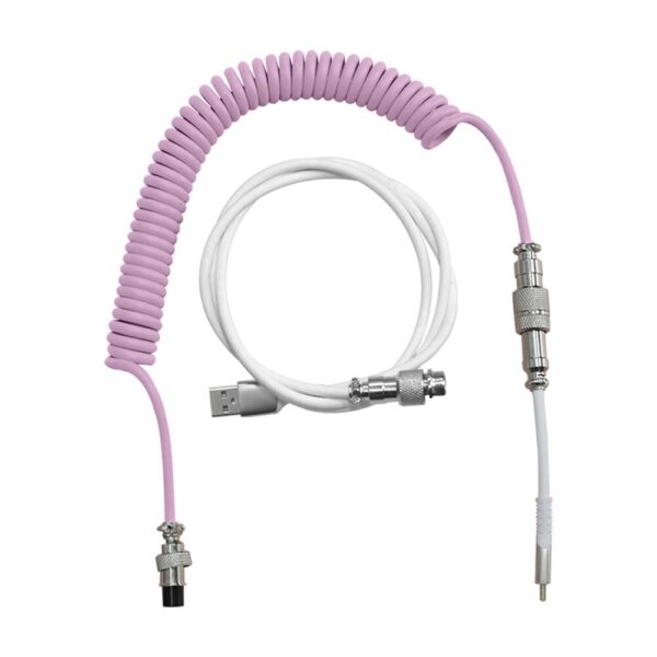 AJAZZ AL60 Mechanical Keyboard Aviator Coiled Cable Type C USB (White Pink)